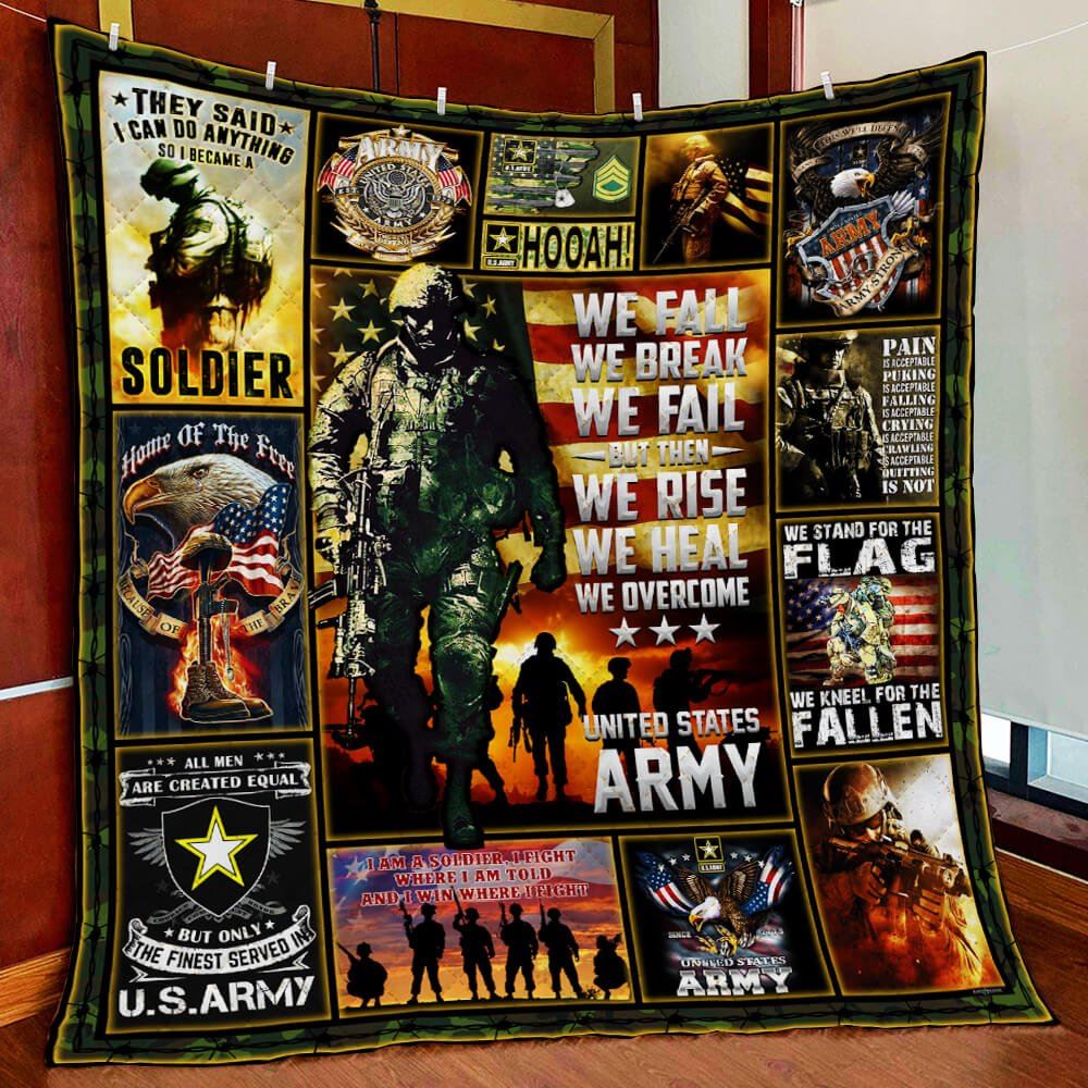 United States Army We Rise We Heal We Overcome Quilt Blanket