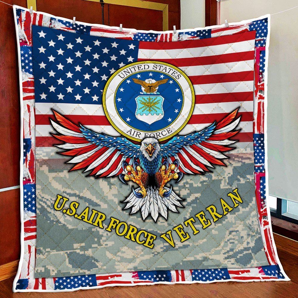 Us Air Force Veteran Quilt Blanket