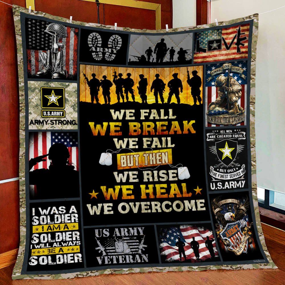 Us Army Veteran We Rise We Heal We Overcome Quilt Blanket