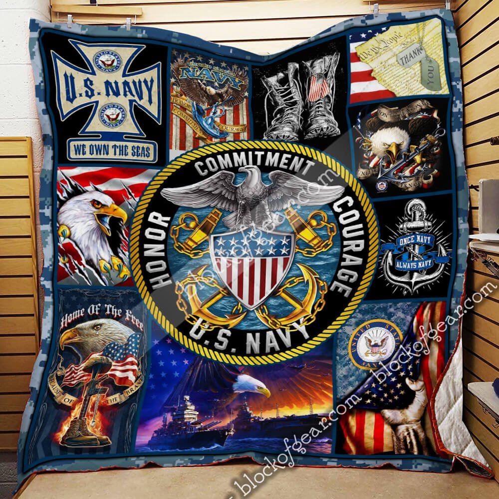 Us Navy Honor Courage Commitment Quilt Blanket Thb1890