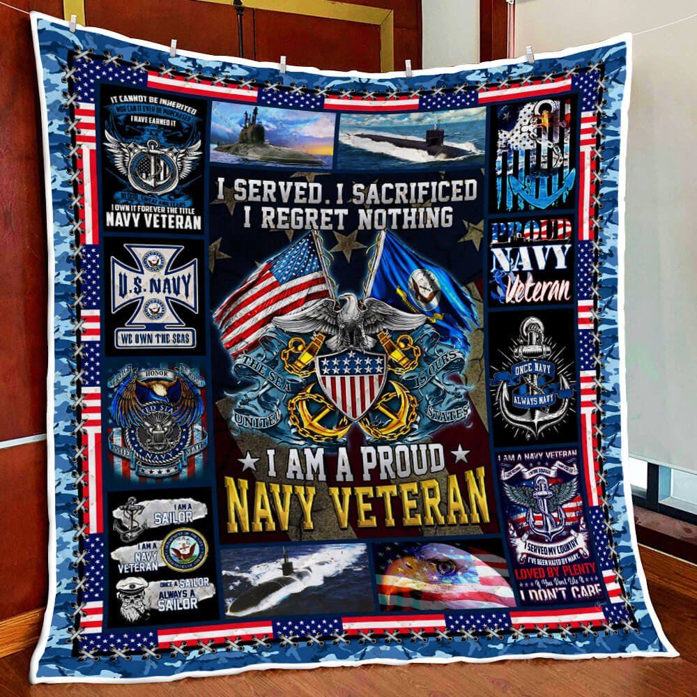 Us Navy I Am A Proud Navy Veteran Quilt Blanket Thb2547qv4