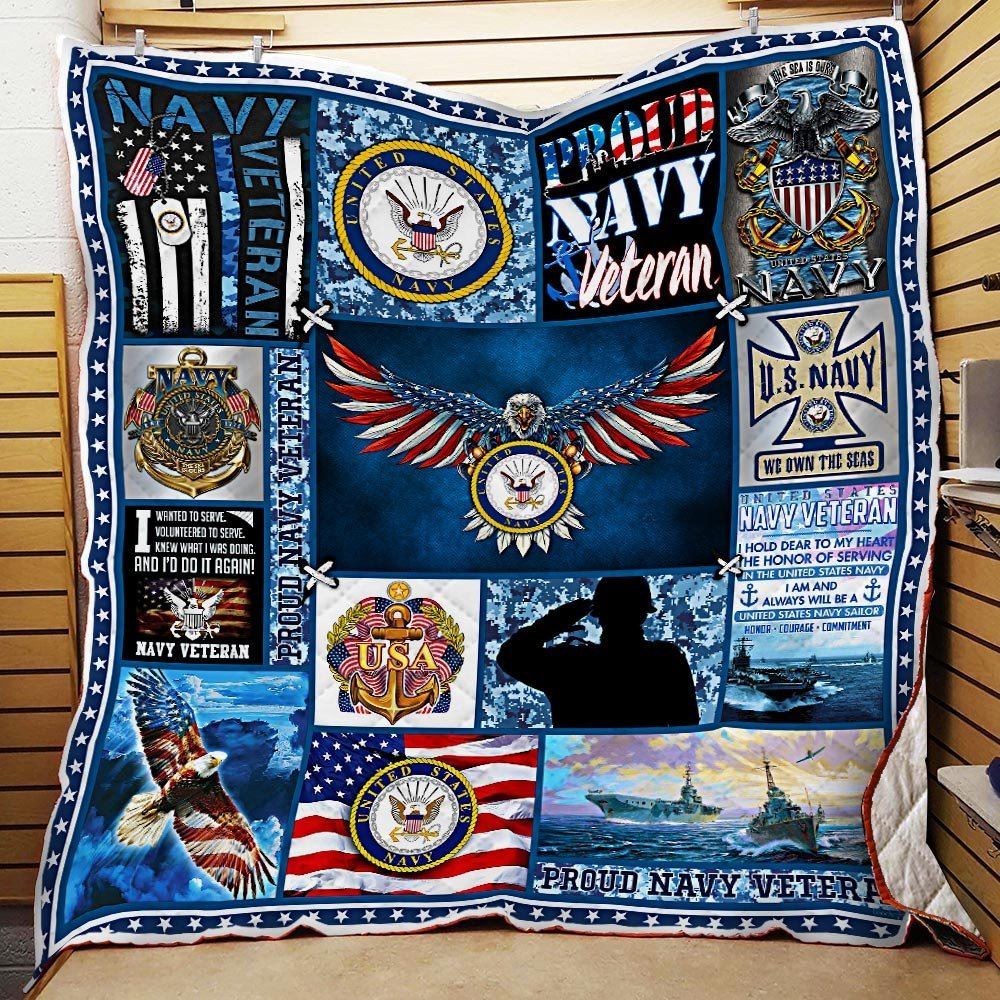 Us Navy Veteran Proudly Served Quilt Blanket