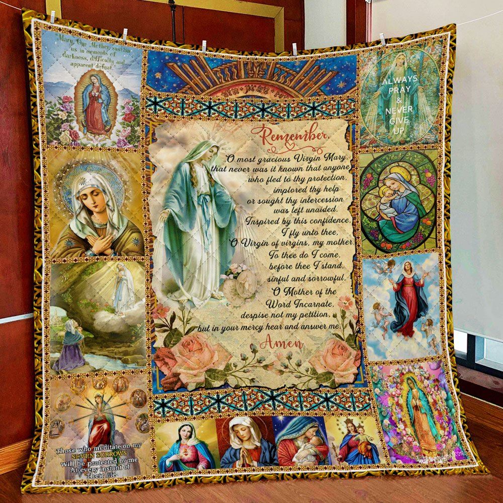 Virgin Mary Mother Mary Remember Quilt Blanket