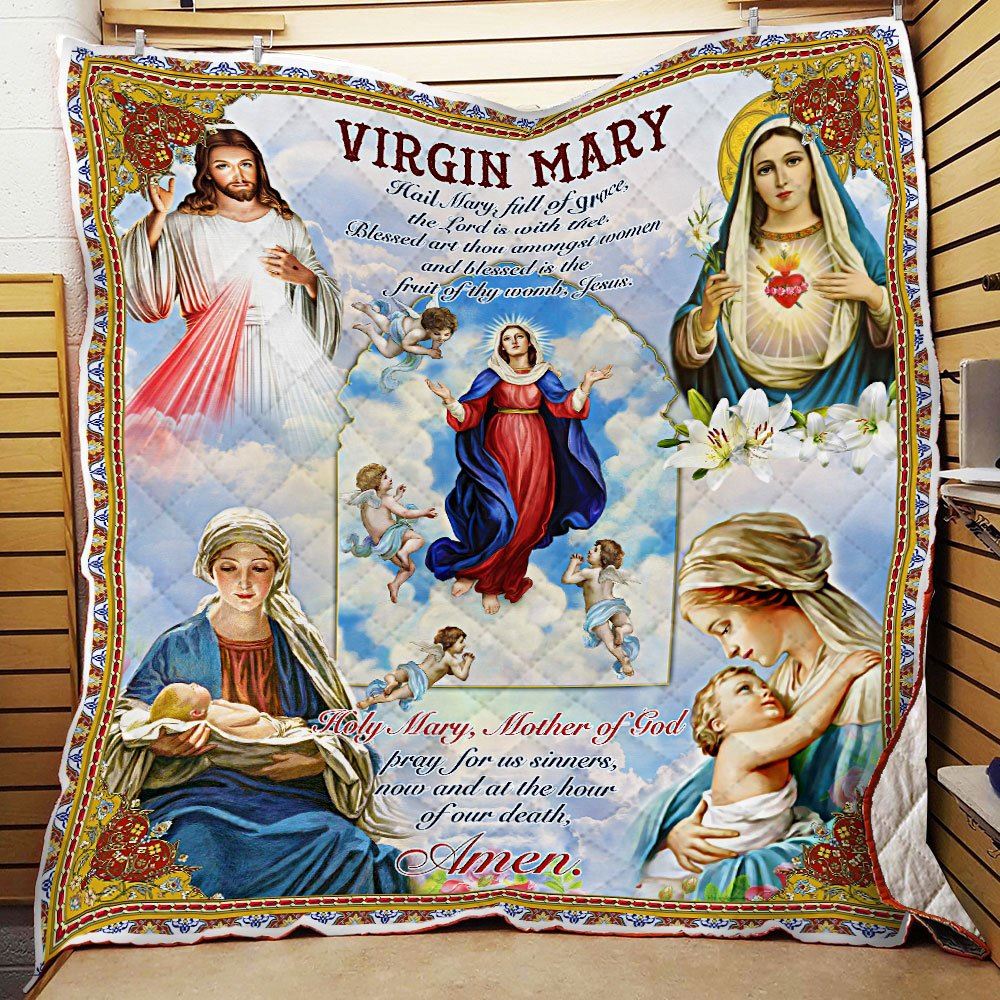 Virgin Mary Mother Of God Quilt Blanket