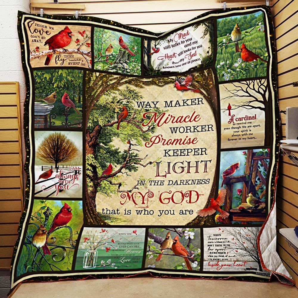 Way Maker Miracle Worker Cardinal Quilt Blanket