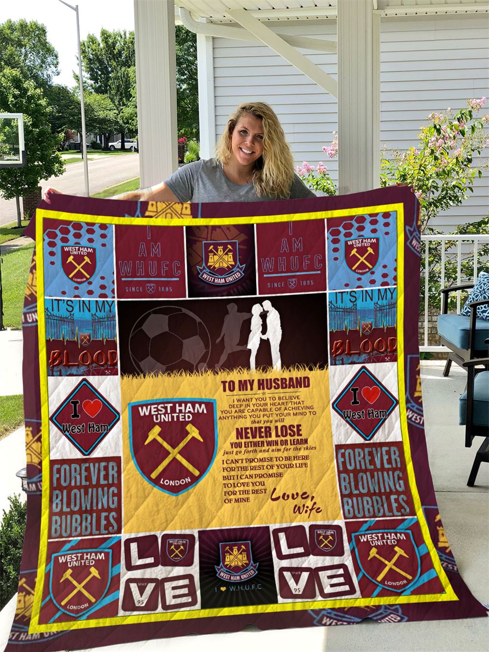 West Ham United Fc To My Husband Love Wife Quilt