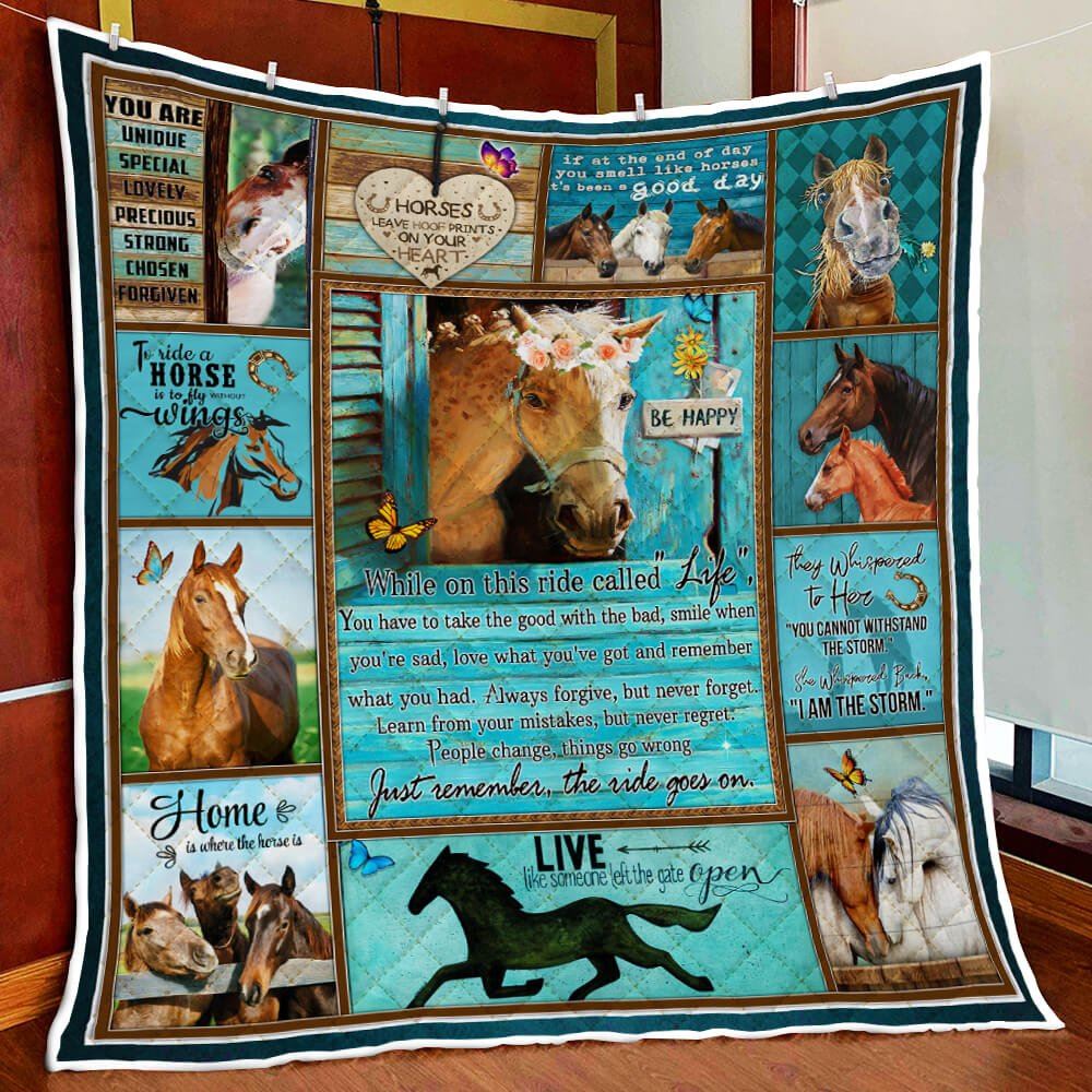 While On This Ride Called Life Horse Quilt Blanket