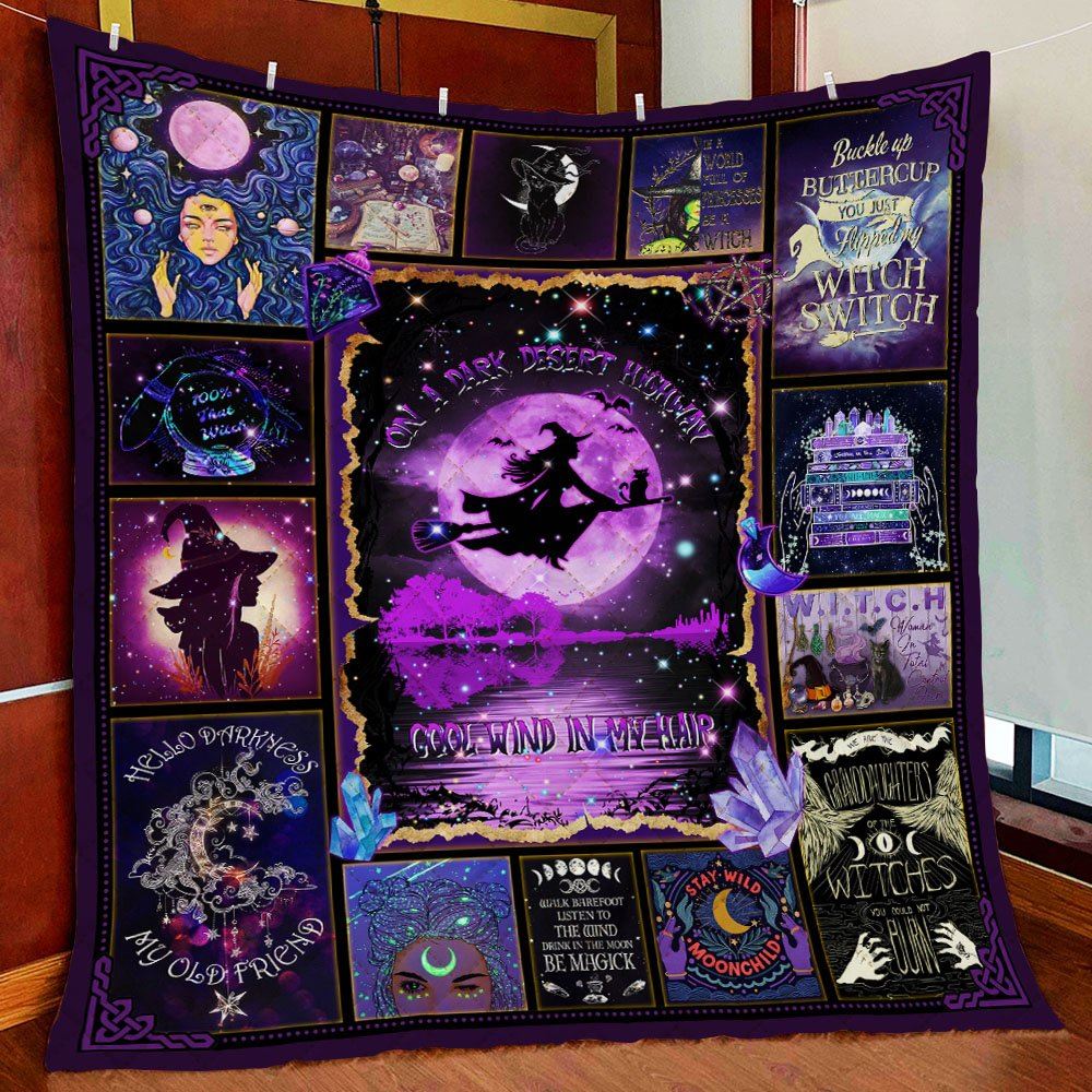 Witch On A Dark Desert Highway Quilt Blanket