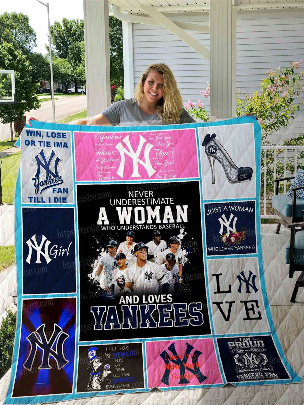 Yankees Girl Quilt Blanket 01