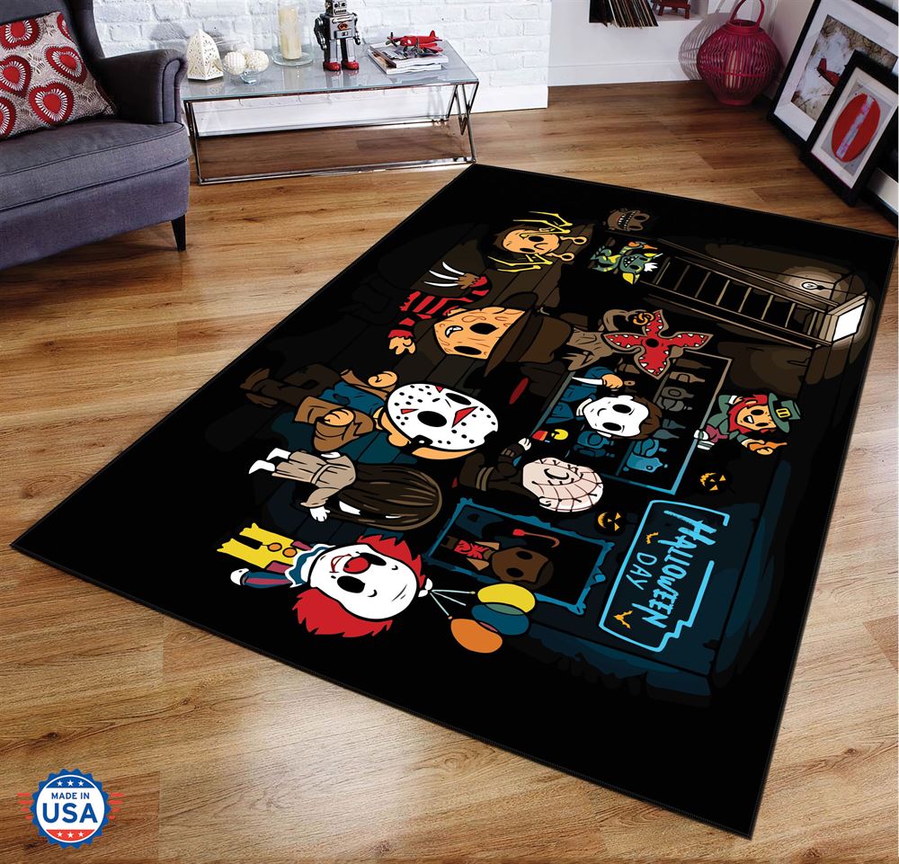 Chibi Horror Characters Halloween Rug Living Room Decor-trungten-9seku