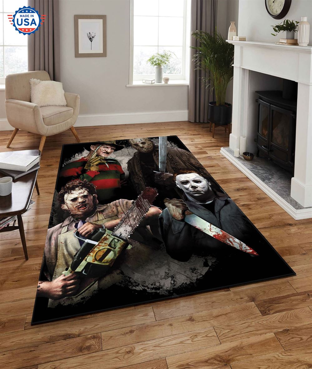 Freddy Michael Jason Horror Movie Killers Halloween Rug Home Decor