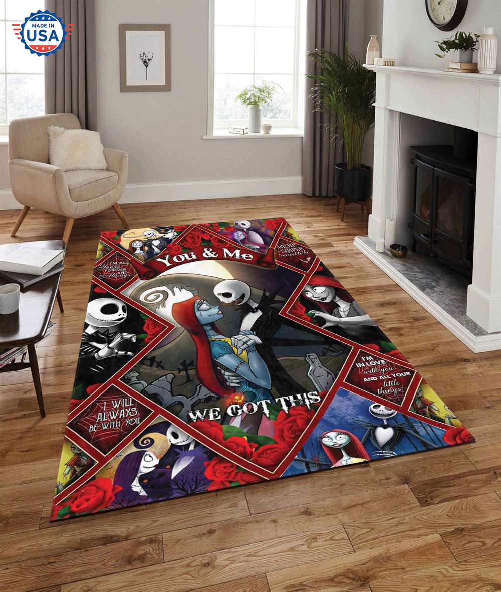 Jack Sally Love Halloween Rug Living Room Decor