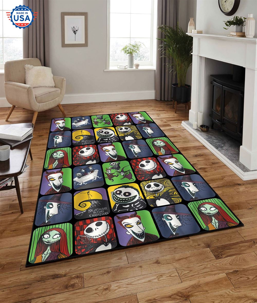 Nightmare Before Christmas Characters Halloween Rug Living Room Decor-trungten-ufzwa