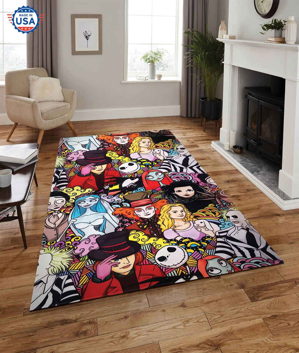 Tim Burton Movie Characters Halloween Rug Living Room Decor