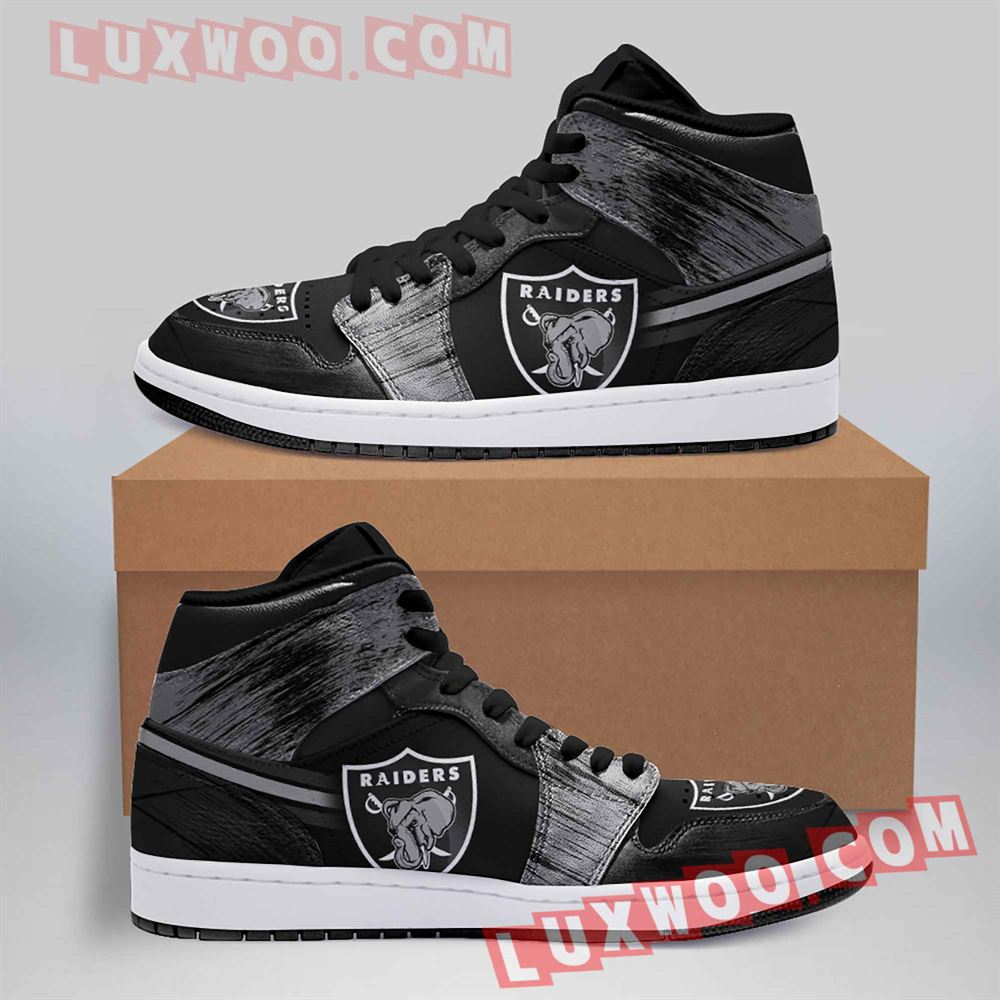 Oakland Raiders Nfl Air Jordan 1 Custom Shoes Sneaker V3