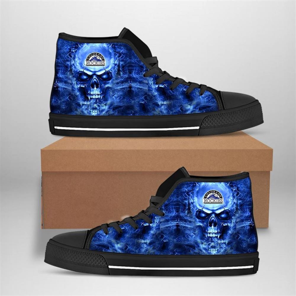 Colorado Rockies Mlb Baseball Skull High Top Vans Shoes