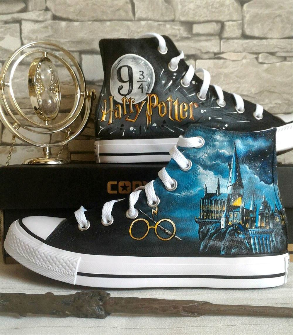 Harry Potter Inspired Shoes Hand Painted Shoes Custom Converse Shoes Hogwarts Harry Potter Movie Themed Shoesharry Potter Gifts