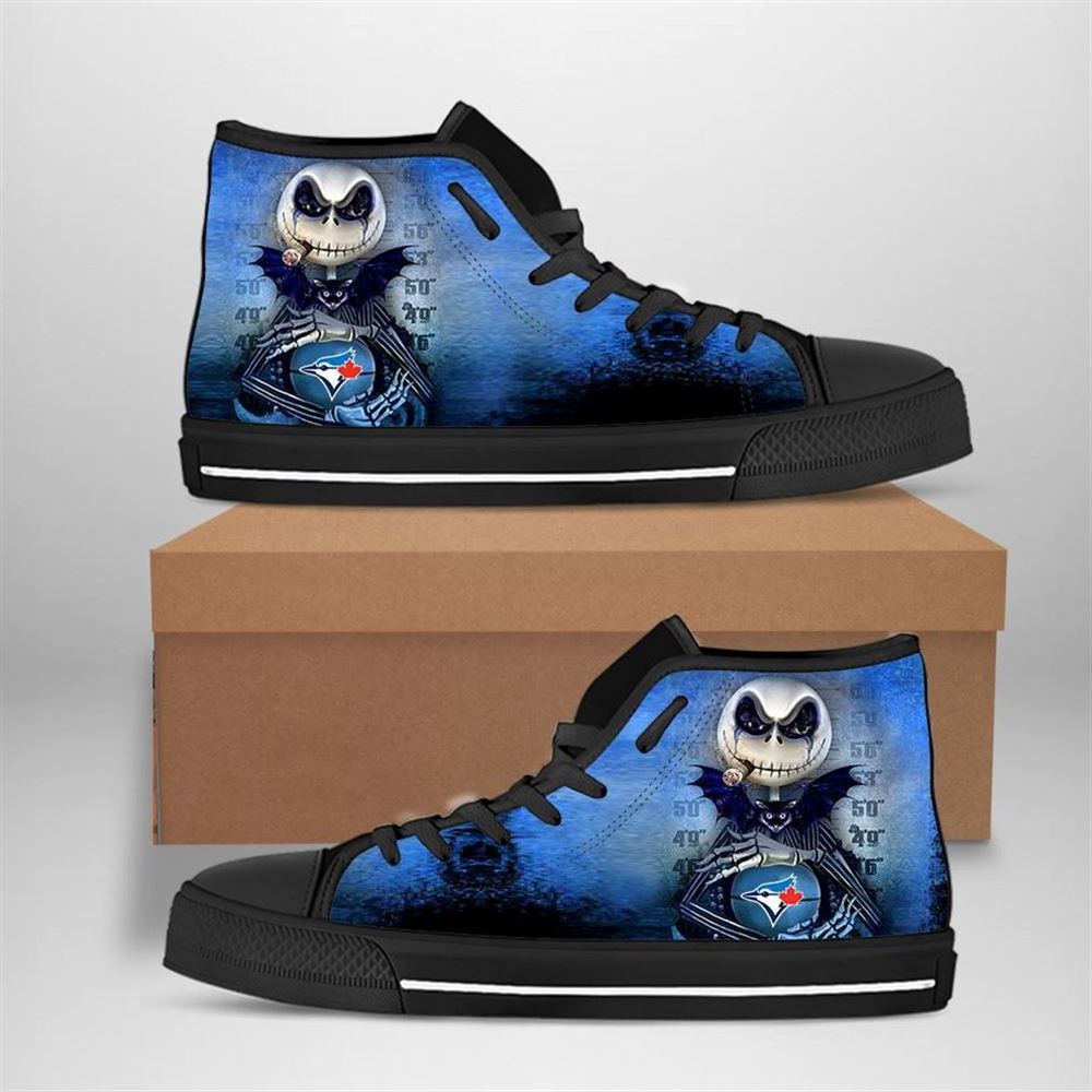 Toronto Blue Jays Mlb Baseball Jack Skellington High Top Vans Shoes