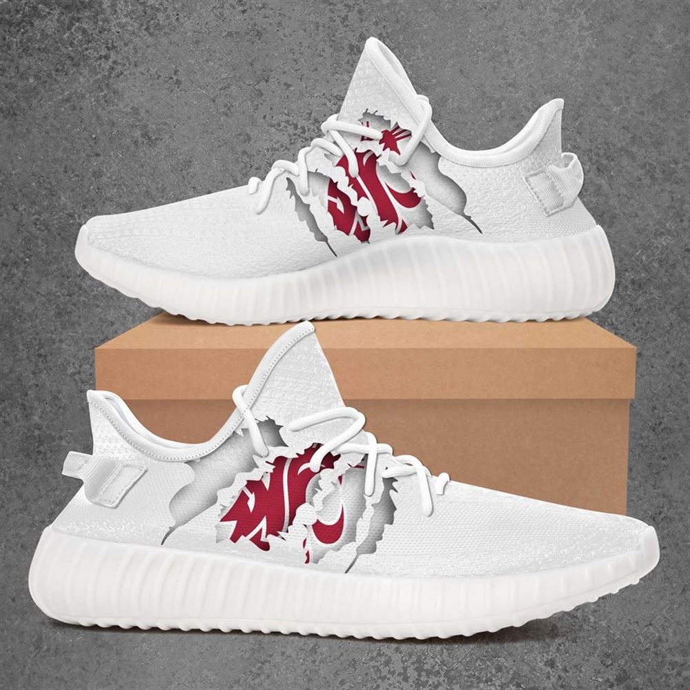 Washington State Cougars Ncaa Sport Teams Yeezy Sneakers Shoes White