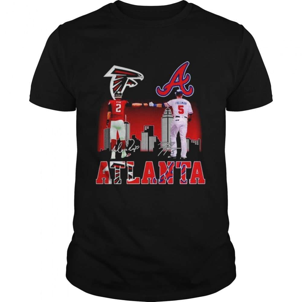 Matt Ryan Atlanta Falcons-freddie Freeman Atlanta Braves Signature T-shirt-trungten-8487y