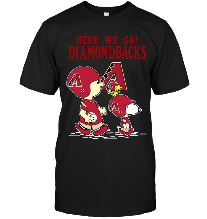 Mlb Arizona Diamondbacks Here We Go Arizona Diamondbacks Snoopy Shirt Tshirt Size Up To 5xl