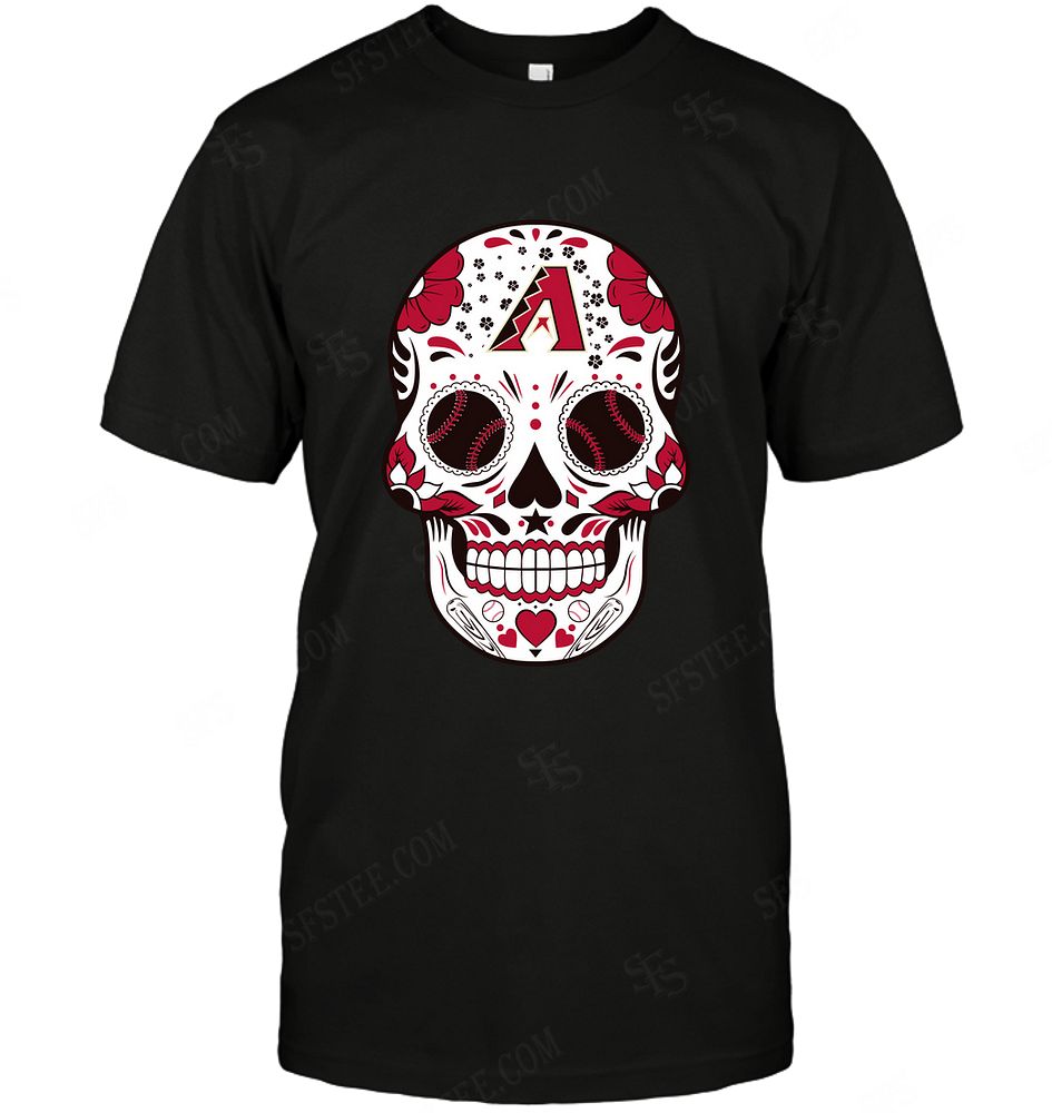 Mlb Arizona Diamondbacks Skull Rock With Flower Long Sleeve Size Up To 5xl