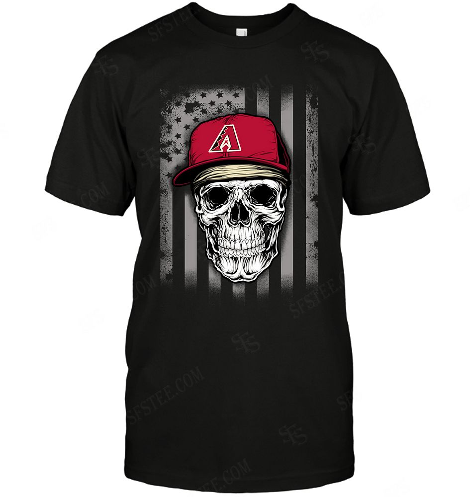 Mlb Arizona Diamondbacks Skull Rock With Hat Long Sleeve Size Up To 5xl