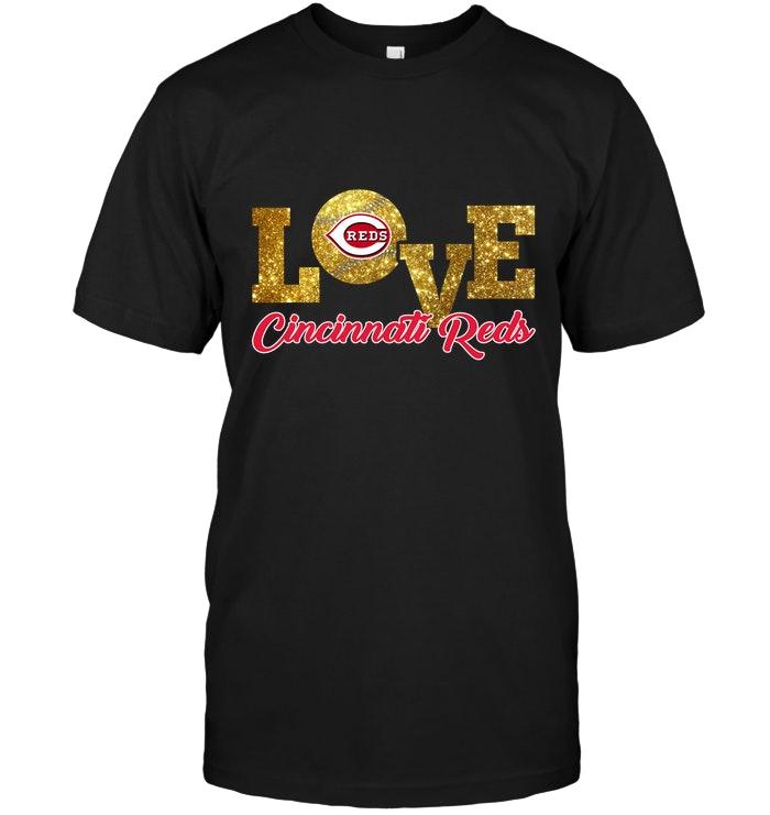 Mlb Cincinnati Reds Love Cincinnati Reds Glittering T Shirt Sweater Size Up To 5xl