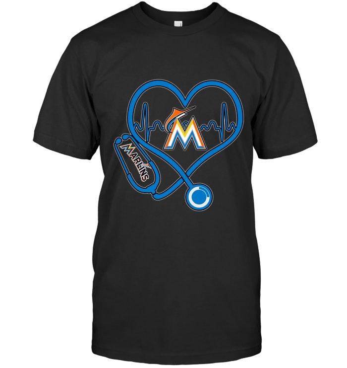 Mlb Miami Marlins Nurse Scope Love Heartbeat Shirt Sweater Plus Size Up To 5xl