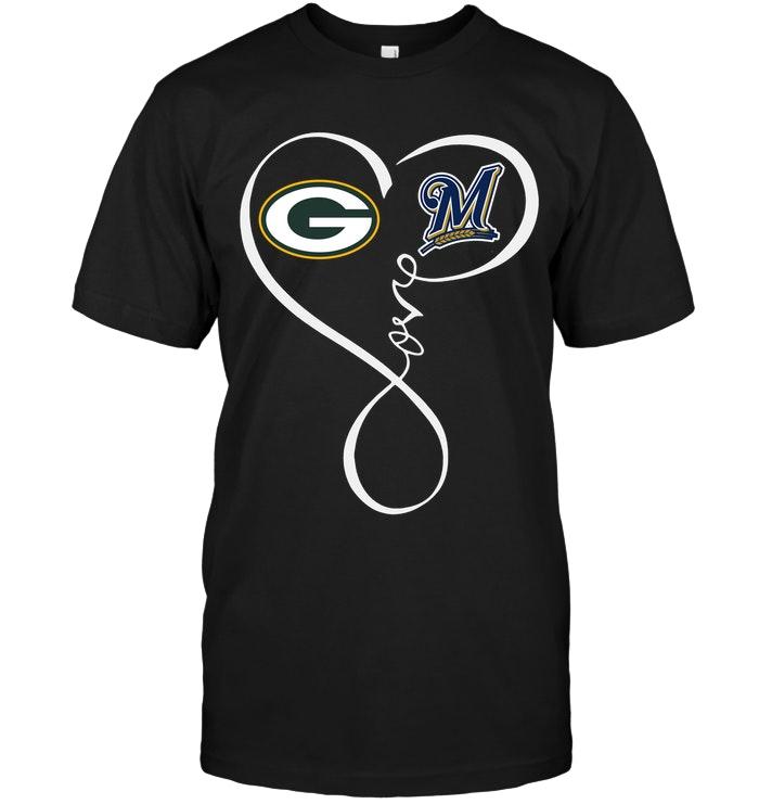 Mlb Milwaukee Brewers Green Bay Packers Milwaukee Brewers Love Heart Shirt Shirt Size Up To 5xl