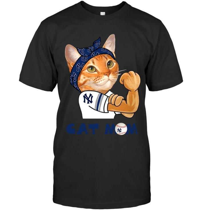 Mlb New York Yankees Cat Mom Strong Mom For Fan T Shirt Long Sleeve Plus Size Up To 5xl