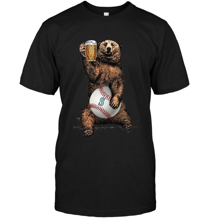 Mlb Seattle Mariners Beer Drinking Bear Shirt Tshirt Plus Size Up To 5xl