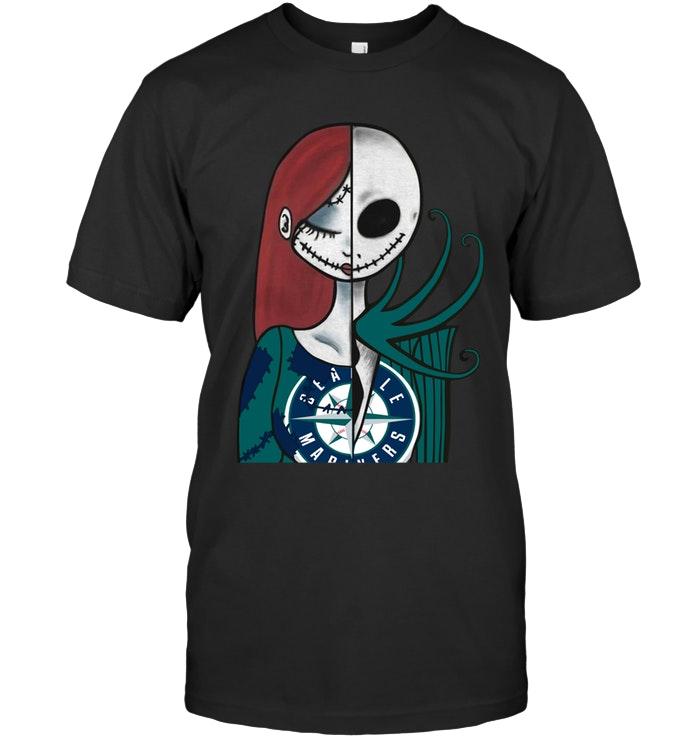 Mlb Seattle Mariners Jack Skellington Sally Halloween Fan Shirt Hoodie Plus Size Up To 5xl