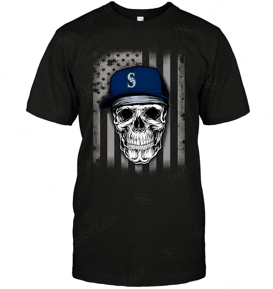 Mlb Seattle Mariners Skull Rock With Hat Tank Top Size Up To 5xl