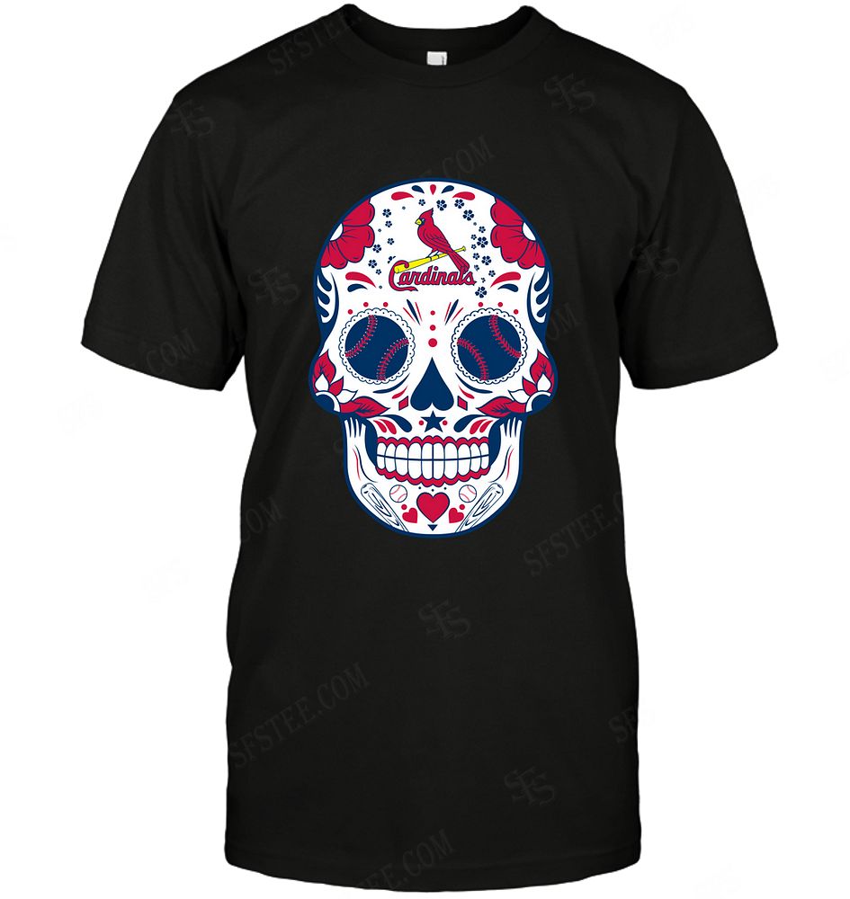 Mlb St Louis Cardinals Skull Rock With Flower Shirt Size Up To 5xl