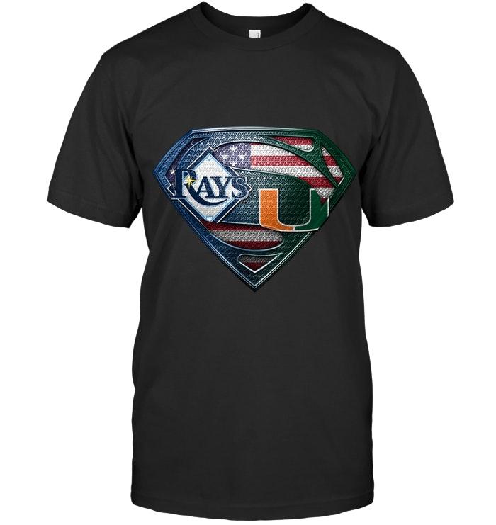 Mlb Tampa Bay Rays And Miami Hurricanes Superman American Flag Layer Shirt Tshirt Plus Size Up To 5xl