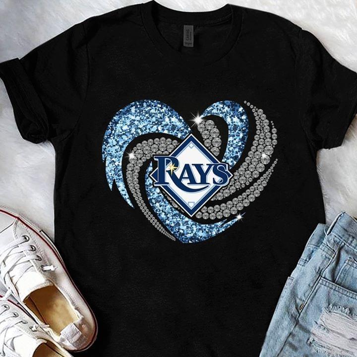 Mlb Tampa Bay Rays Blue Glitter Heart T Shirt Tshirt Size Up To 5xl