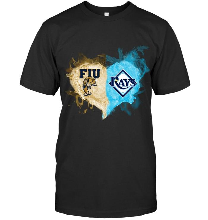 Mlb Tampa Bay Rays Fiu Panthers And Tampa Bay Rays Flaming Heart Fan T Shirt Shirt Size Up To 5xl