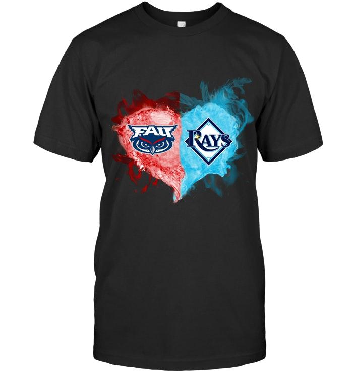 Mlb Tampa Bay Rays Florida Atlantic Owls And Tampa Bay Rays Flaming Heart Fan T Shirt Sweater Size Up To 5xl