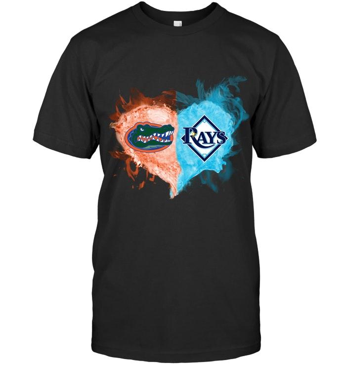 Mlb Tampa Bay Rays Florida Gators And Tampa Bay Rays Flaming Heart Fan T Shirt Hoodie Plus Size Up To 5xl