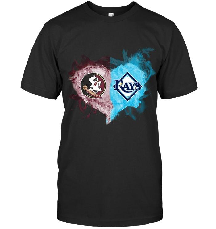 Mlb Tampa Bay Rays Florida State Seminoles And Tampa Bay Rays Flaming Heart Fan T Shirt Size Up To 5xl