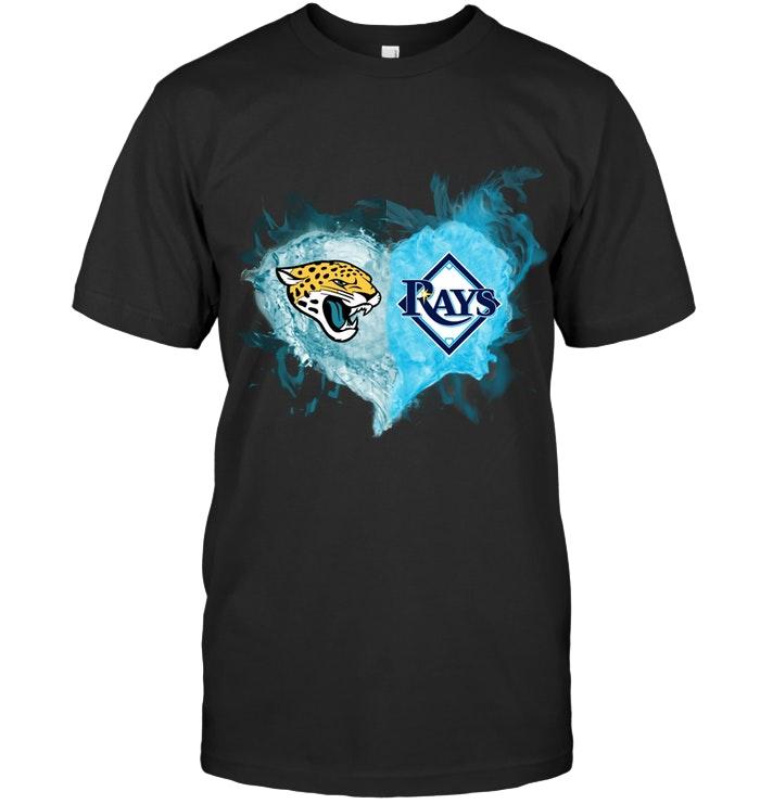 Mlb Tampa Bay Rays Jacksonville Jaguars And Tampa Bay Rays Flaming Heart Fan T Shirt Tshirt Plus Size Up To 5xl