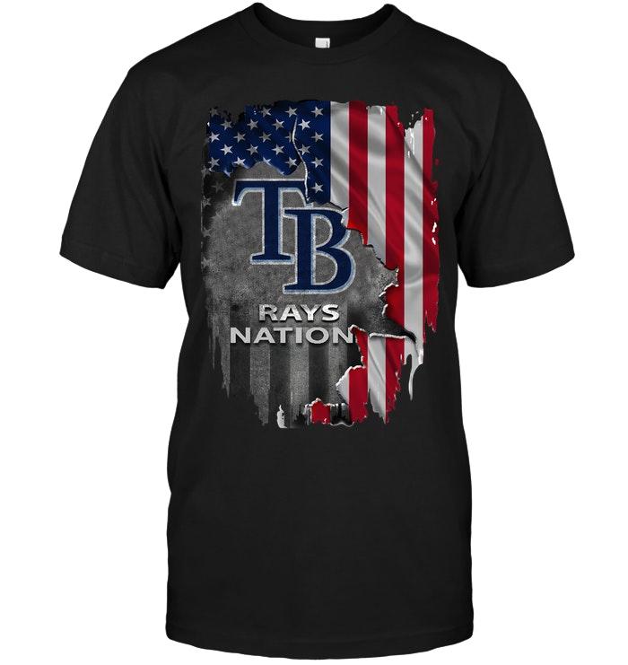 Mlb Tampa Bay Rays Nation American Flag Ripped Shirt Hoodie Size Up To 5xl