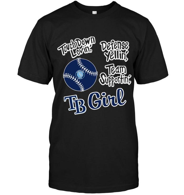 Mlb Tampa Bay Rays Touch Down Lovin Defense Yellin Team Supportin Tampa Bay Rays Girl Shirt Hoodie Plus Size Up To 5xl