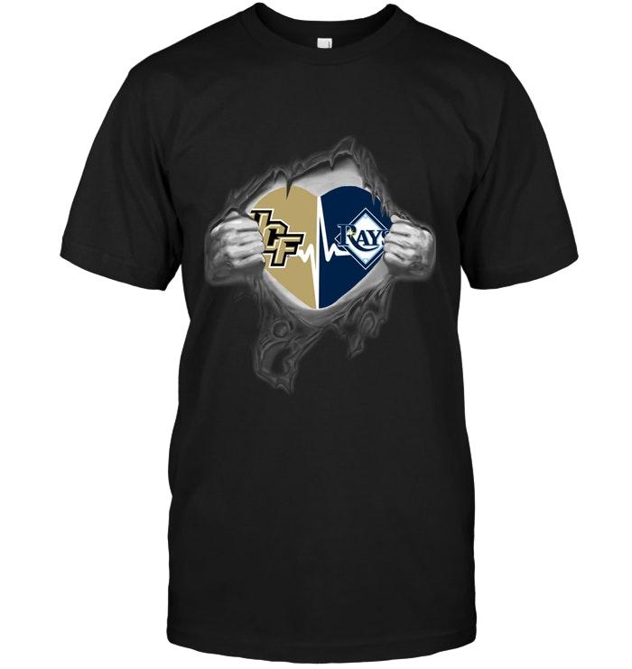 Mlb Tampa Bay Rays Ucf Knights Tampa Bay Rays Love Heartbeat Ripped Shirt Tshirt Size Up To 5xl