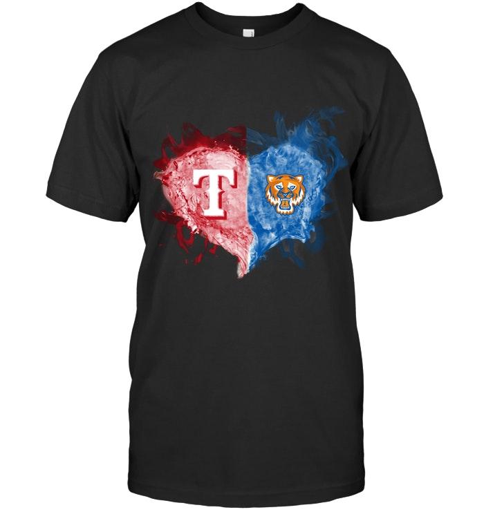 Mlb Texas Rangers And Sam Houston State Bearkats Flaming Heart Fan T Shirt Tank Top Plus Size Up To 5xl