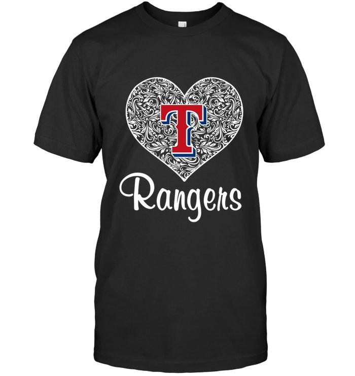 Mlb Texas Rangers Heart Floral Pattern Shirt Long Sleeve Plus Size Up To 5xl