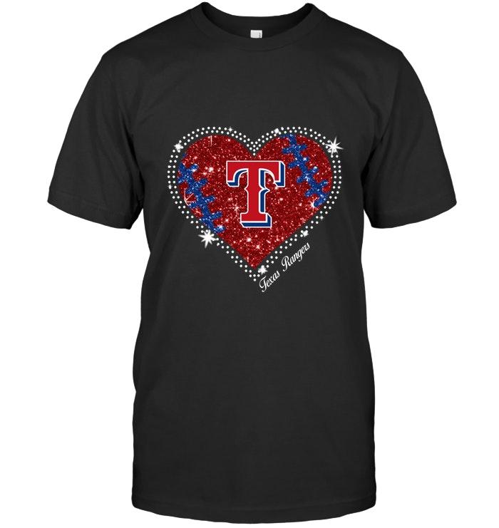 Mlb Texas Rangers Heart Glitter Pattern Fan Shirt Plus Size Up To 5xl