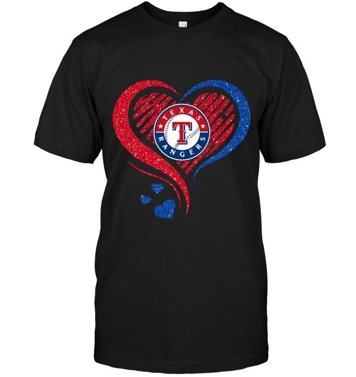 Mlb Texas Rangers Heart Glittering Shirt Plus Size Up To 5xl