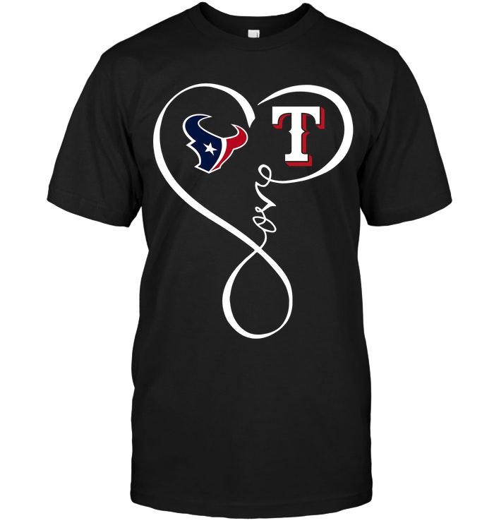 Mlb Texas Rangers Houston Texans Texas Rangers Love Heart Shirt Tshirt Plus Size Up To 5xl